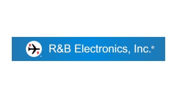 R&B electronics logo with a small airplane